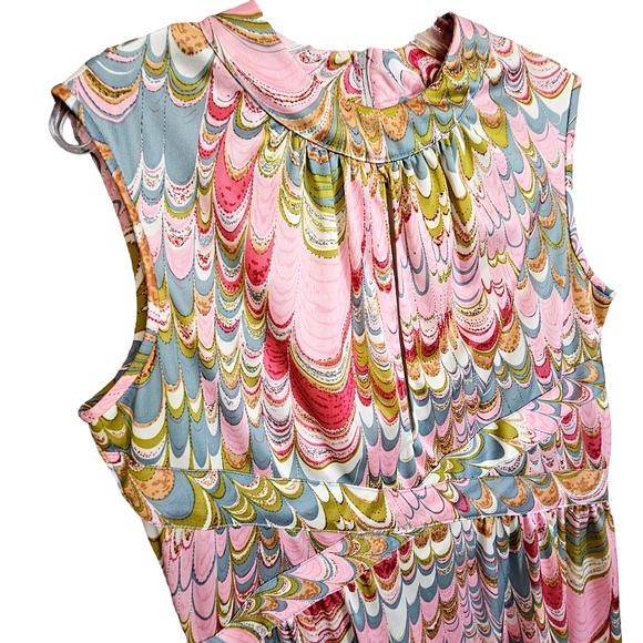 60's/70's Leslie Faye Original Phsysodelic Pinks Marble Sleeveless Maxi… - Picture 7 of 17